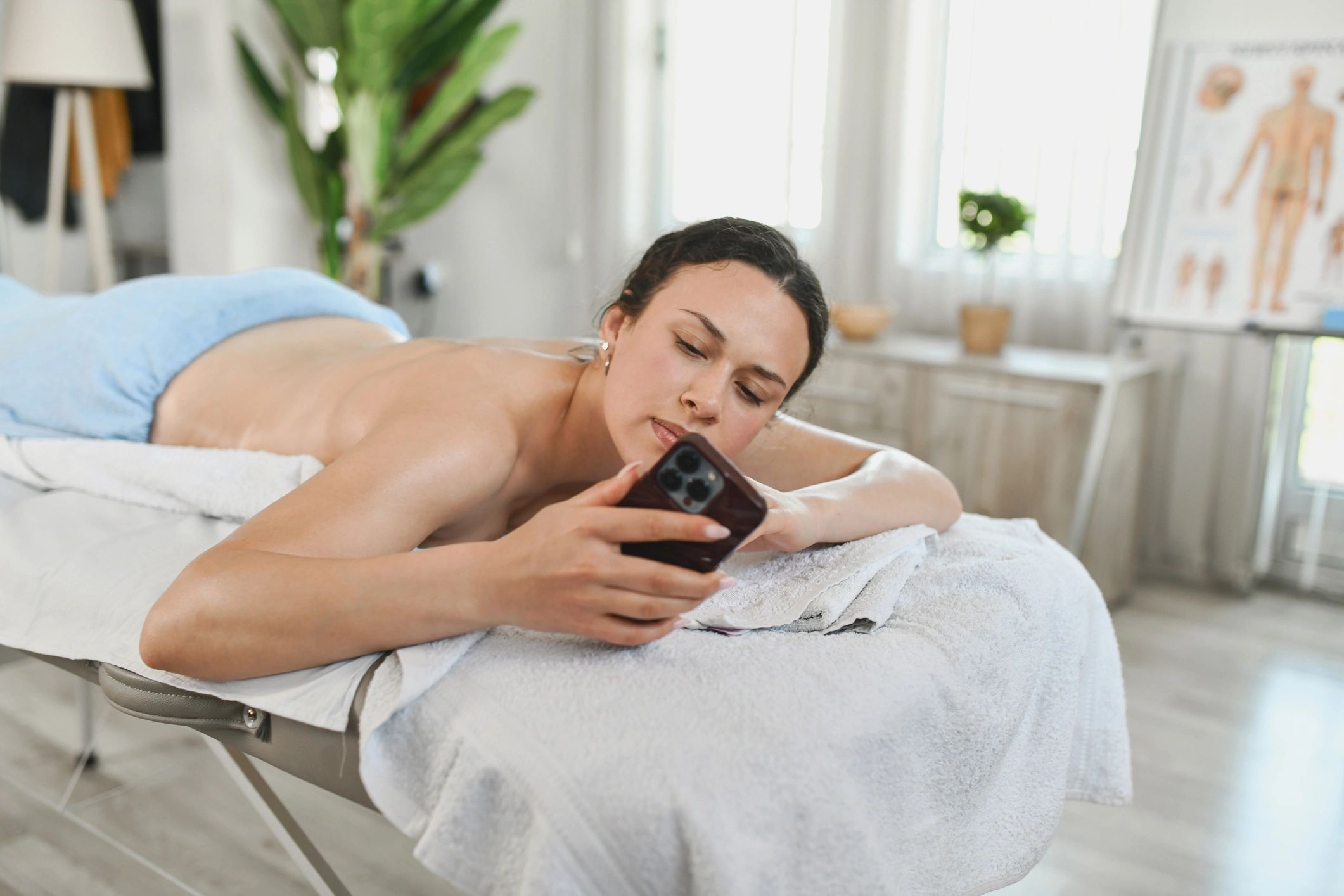 Relaxed wellness client portrait